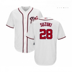 Mens Washington Nationals 28 Kurt Suzuki Replica White Home Cool Base Baseball Jersey 