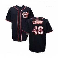 Mens Washington Nationals 46 Patrick Corbin Authentic Navy Blue Team Logo Fashion Cool Base Baseball Jersey 