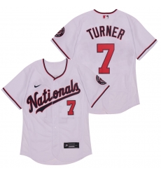 Nationals 7 Trea Turner White Nike 2020 Flexbase Jersey