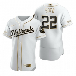 Washington Nationals 22 Juan Soto White Nike Mens Authentic Golden Edition MLB Jersey