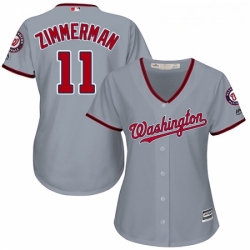 Womens Majestic Washington Nationals 11 Ryan Zimmerman Authentic Grey Road Cool Base MLB Jersey