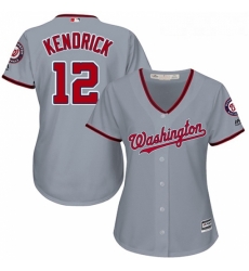 Womens Majestic Washington Nationals 12 Howie Kendrick Replica Grey Road Cool Base MLB Jersey 