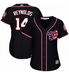 Womens Majestic Washington Nationals 14 Mark Reynolds Authentic Navy Blue Alternate 2 Cool Base MLB Jersey 