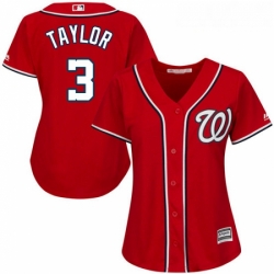 Womens Majestic Washington Nationals 3 Michael Taylor Replica Red Alternate 1 Cool Base MLB Jersey