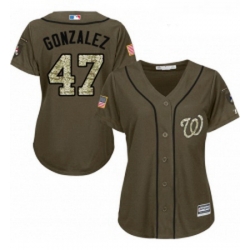 Womens Majestic Washington Nationals 47 Gio Gonzalez Replica Green Salute to Service MLB Jersey