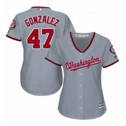 Womens Majestic Washington Nationals 47 Gio Gonzalez Replica Grey Road Cool Base MLB Jersey