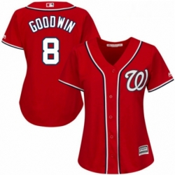 Womens Majestic Washington Nationals 8 Brian Goodwin Replica Red Alternate 1 Cool Base MLB Jersey 