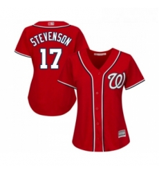 Womens Washington Nationals 17 Andrew Stevenson Replica Red Alternate 1 Cool Base Baseball Jersey 