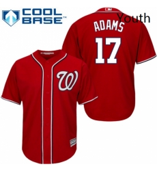 Youth Majestic Washington Nationals 17 Matt Adams Authentic Red Alternate 1 Cool Base MLB Jersey 