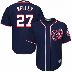 Youth Majestic Washington Nationals 27 Shawn Kelley Authentic Navy Blue Alternate 2 Cool Base MLB Jersey