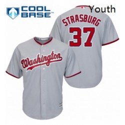 Youth Majestic Washington Nationals 37 Stephen Strasburg Authentic Grey Road Cool Base MLB Jersey