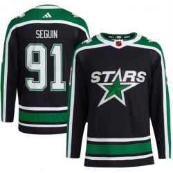 Men Dallas Stars 91 Tyler Seguin Black 2022 23 Reverse Retro Stitched Jersey