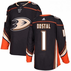 Mens Adidas Anaheim Ducks 1 Lukas Dostal Authentic Black Home NHL Jersey 