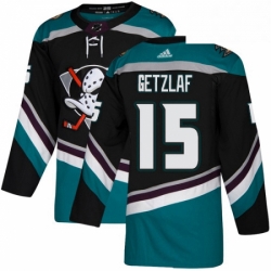 Mens Adidas Anaheim Ducks 15 Ryan Getzlaf Authentic Black Teal Third NHL Jersey 