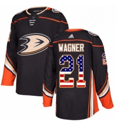 Mens Adidas Anaheim Ducks 21 Chris Wagner Authentic Black USA Flag Fashion NHL Jersey 