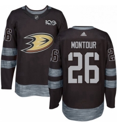 Mens Adidas Anaheim Ducks 26 Brandon Montour Authentic Black 1917 2017 100th Anniversary NHL Jersey 