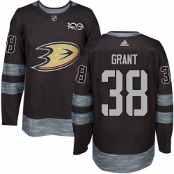 Mens Adidas Anaheim Ducks 38 Derek Grant Authentic Black 1917 2017 100th Anniversary NHL Jersey 