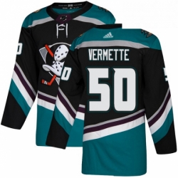 Mens Adidas Anaheim Ducks 50 Antoine Vermette Authentic Black Teal Third NHL Jersey 