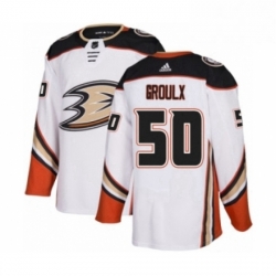 Mens Adidas Anaheim Ducks 50 Benoit Olivier Groulx Authentic White Away NHL Jersey 