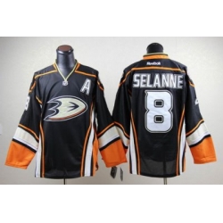 NHL Anaheim Ducks 8 Teemu Selanne Third Black Hockey Jerseys