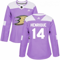 Womens Adidas Anaheim Ducks 14 Adam Henrique Authentic Purple Fights Cancer Practice NHL Jersey 