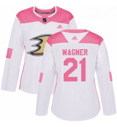 Womens Adidas Anaheim Ducks 21 Chris Wagner Authentic WhitePink Fashion NHL Jersey 