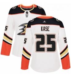 Womens Adidas Anaheim Ducks 25 Ondrej Kase Authentic White Away NHL Jersey 