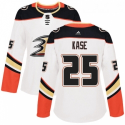 Womens Adidas Anaheim Ducks 25 Ondrej Kase Authentic White Away NHL Jersey 