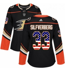 Womens Adidas Anaheim Ducks 33 Jakob Silfverberg Authentic Black USA Flag Fashion NHL Jersey 