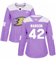 Womens Adidas Anaheim Ducks 42 Josh Manson Authentic Purple Fights Cancer Practice NHL Jersey 