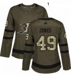 Womens Adidas Anaheim Ducks 49 Max Jones Authentic Green Salute to Service NHL Jersey 