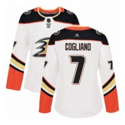 Womens Adidas Anaheim Ducks 7 Andrew Cogliano Authentic White Away NHL Jersey 