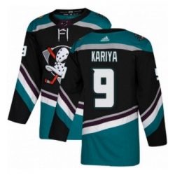 Youth Adidas Anaheim Ducks 9 Paul Kariya Authentic Black Teal Third NHL Jersey 