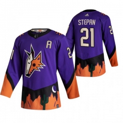 Men Arizona Coyotes 21 Derek Stepan Purple Adidas 2020 21 Reverse Retro Alternate NHL Jersey