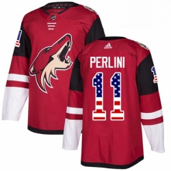 Mens Adidas Arizona Coyotes 11 Brendan Perlini Authentic Red USA Flag Fashion NHL Jersey 