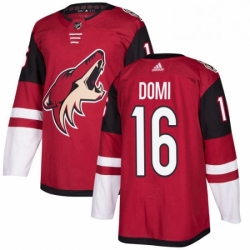 Mens Adidas Arizona Coyotes 16 Max Domi Premier Burgundy Red Home NHL Jersey 