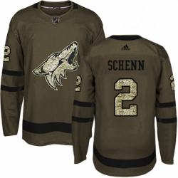 Mens Adidas Arizona Coyotes 2 Luke Schenn Authentic Green Salute to Service NHL Jersey 