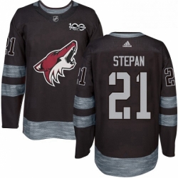 Mens Adidas Arizona Coyotes 21 Derek Stepan Authentic Black 1917 2017 100th Anniversary NHL Jersey 