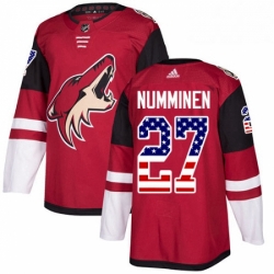 Mens Adidas Arizona Coyotes 27 Teppo Numminen Authentic Red USA Flag Fashion NHL Jersey 