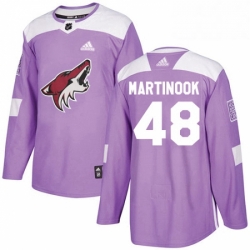 Mens Adidas Arizona Coyotes 48 Jordan Martinook Authentic Purple Fights Cancer Practice NHL Jersey 