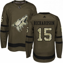 Youth Adidas Arizona Coyotes 15 Brad Richardson Authentic Green Salute to Service NHL Jersey 