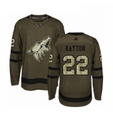 Youth Adidas Arizona Coyotes 22 Barrett Hayton Premier Green Salute to Service NHL Jerse