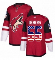 Youth Adidas Arizona Coyotes 55 Jason Demers Authentic Red USA Flag Fashion NHL Jersey 