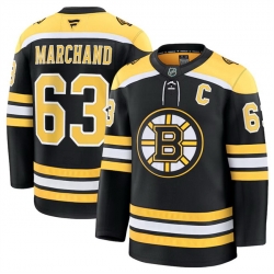 Men Boston Bruins 63 Brad Marchand Black 2024 25 Home Stitched Hockey Jersey