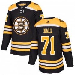 Men Boston Bruins 71 Taylor Hall Adidas Authentic Home Black Jersey