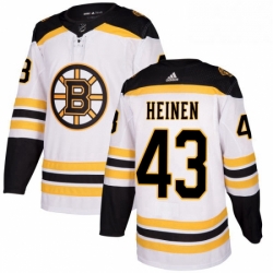 Mens Adidas Boston Bruins 43 Danton Heinen Authentic White Away NHL Jersey 