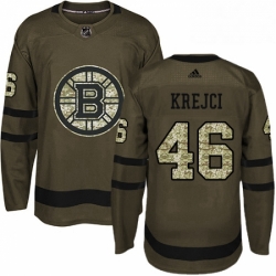 Mens Adidas Boston Bruins 46 David Krejci Premier Green Salute to Service NHL Jersey 