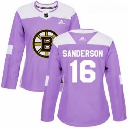 Womens Adidas Boston Bruins 16 Derek Sanderson Authentic Purple Fights Cancer Practice NHL Jersey 