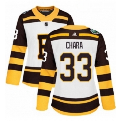 Womens Adidas Boston Bruins 33 Zdeno Chara Authentic White 2019 Winter Classic NHL Jersey 