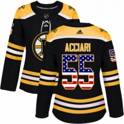 Womens Adidas Boston Bruins 55 Noel Acciari Authentic Black USA Flag Fashion NHL Jersey 